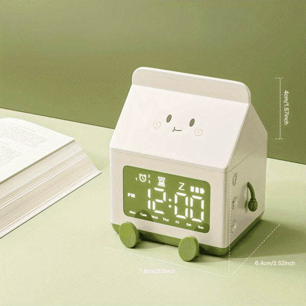 Réveil enfant 8 ans vert sur une table