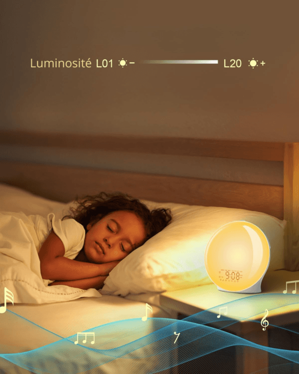 Réveil veilleuse ado luminosité réglable