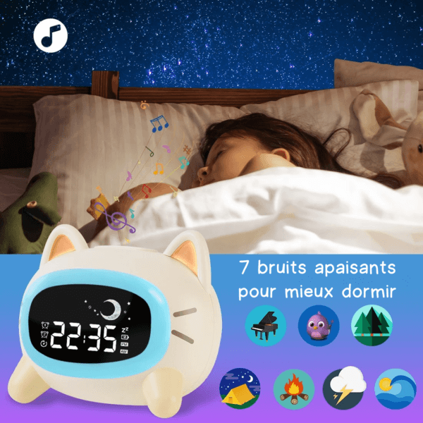 Réveil éducatif jour nuit avec fonction de bruit de nuit