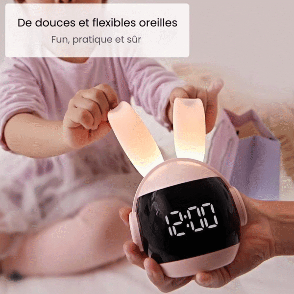 Réveil veilleuse fille oreilles flexibles