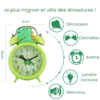 Réveil matin dinosaure de face et ses fonctions