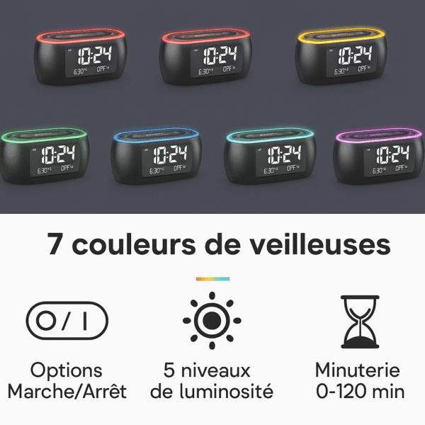 Radio réveil ado et ses 7 couleurs