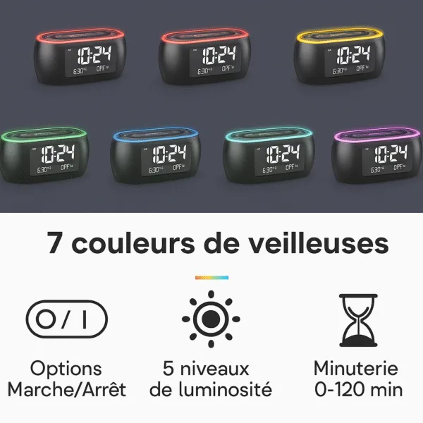 awdgsdfbs Radio réveil ado et ses 7 couleurs