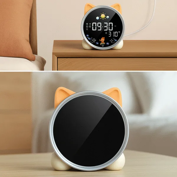 gsfgsdffege Réveil éducatif chat sur une table