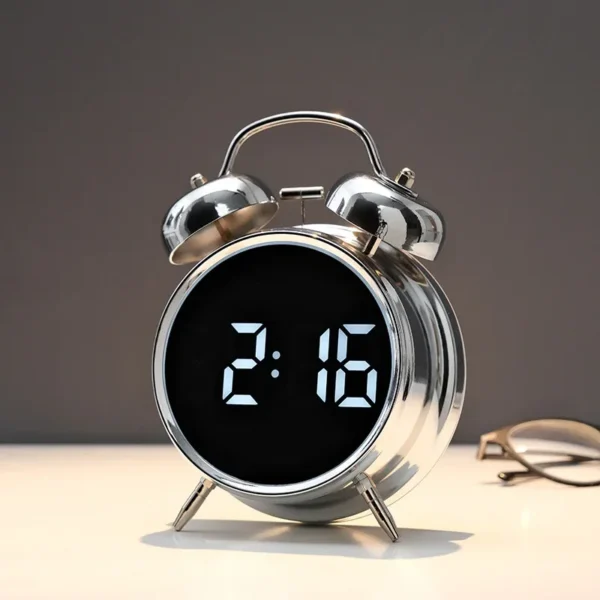 Réveil cloche argenté