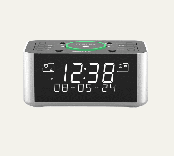 poieuyfgwaegfva Radio réveil chargeur induction de face