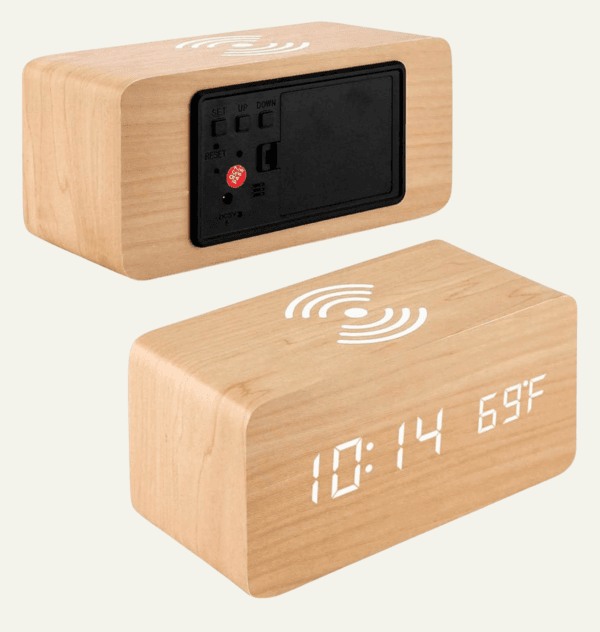 Réveil chargeur induction bamboo