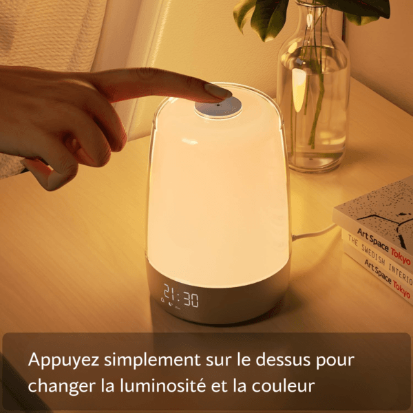djvbshdbvhasbdjvadn Réveil luminothérapie appuyez sur le bouton au dessus pour changer la couleur et la luminosité