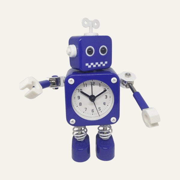 Réveil robot de couleur bleu