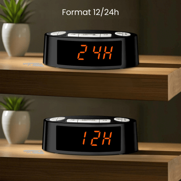 ajndfasjbvsdfb Radio réveil secteur en format 12 et 24h