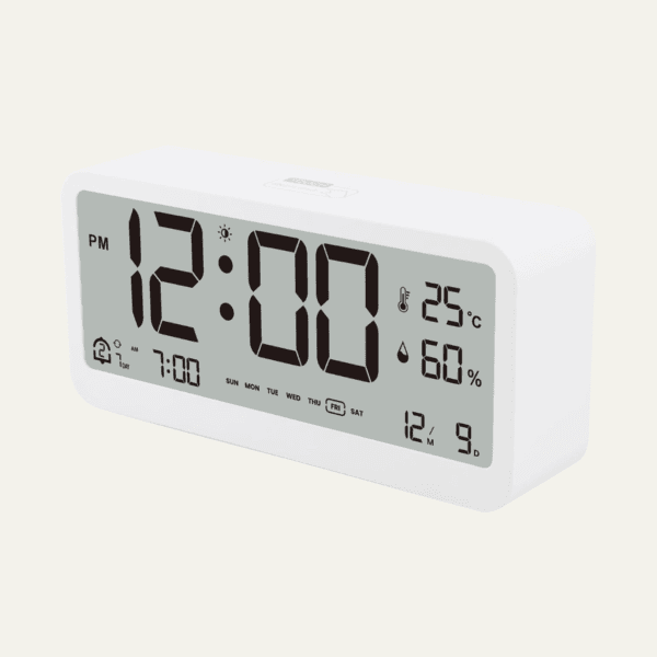 jadfbashdbvd Réveil blanc vue de profil