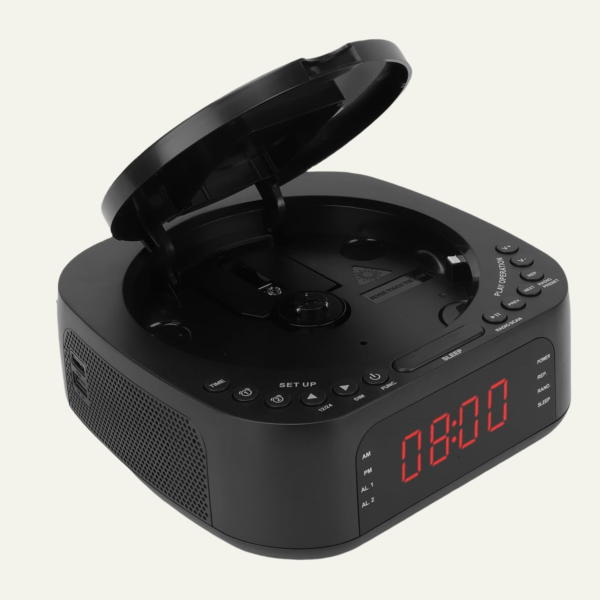 Réveil radio CD avec le lecteur d'ouvert