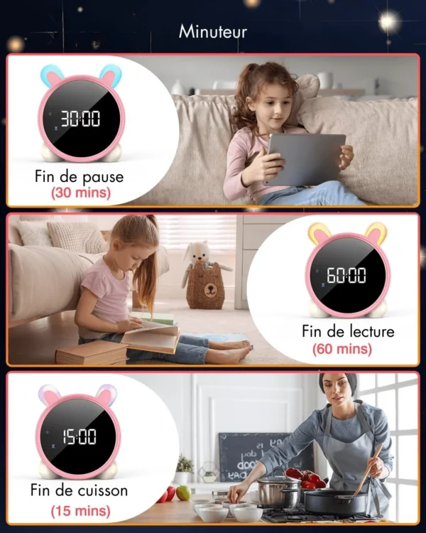 Réveil adolescent fille et son minuteur